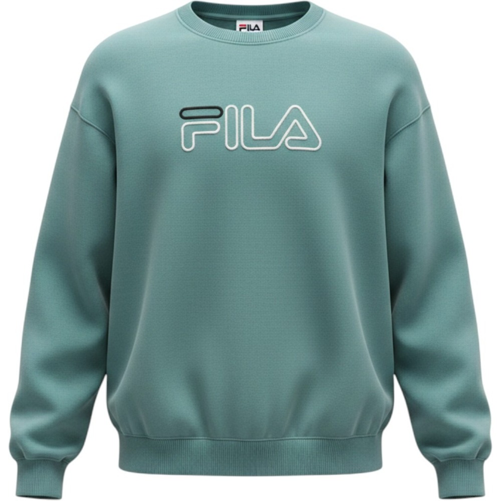 Fila Mens Large Teal Green Crewneck Sweatshirt Embroidered Logo Pullover Canada